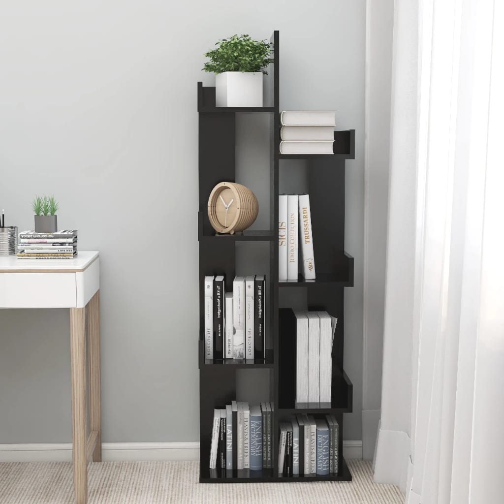 Βιβλιοθήκη Μαύρη 48 x 25,5 x 140 εκ. από Επεξ. Ξύλο