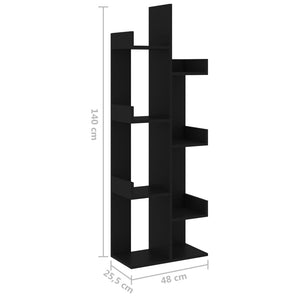 Βιβλιοθήκη Μαύρη 48 x 25,5 x 140 εκ. από Επεξ. Ξύλο