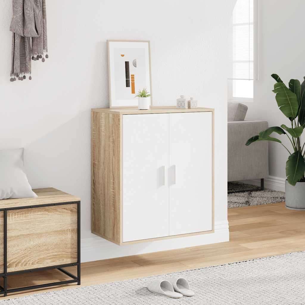 Παπουτσοθήκη Λευκή/Sonoma Δρυς 60 x 35 x 70 εκ. από Μοριοσανίδα