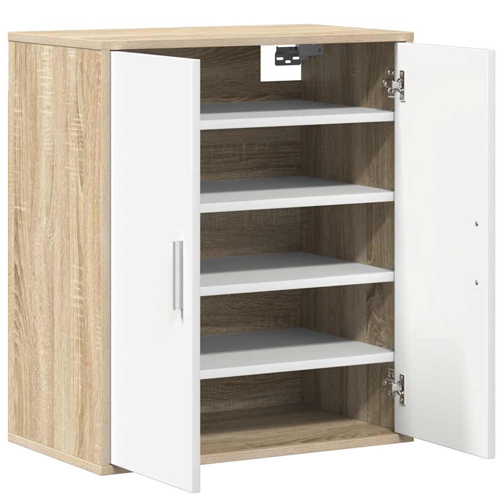 Παπουτσοθήκη Λευκή/Sonoma Δρυς 60 x 35 x 70 εκ. από Μοριοσανίδα