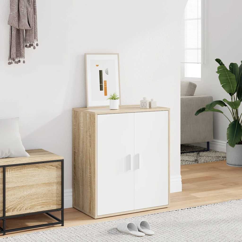 Παπουτσοθήκη Λευκή/Sonoma Δρυς 60 x 35 x 70 εκ. από Μοριοσανίδα