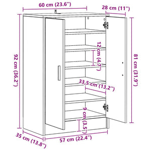 Παπουτσοθήκη Γκρι Σκυροδέματος 60 x 35 x 92 εκ. από Επεξ. Ξύλο - Pakobazaar