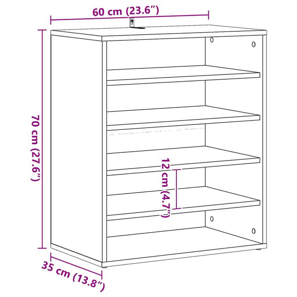 Παπουτσοθήκη Λευκή 60 x 35 x 70 εκ. από Επεξ. Ξύλο