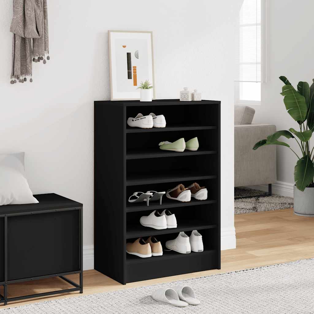 Παπουτσοθήκη Μαύρη 60 x 35 x 92 εκ. από Επεξ. Ξύλο - Pakobazaar