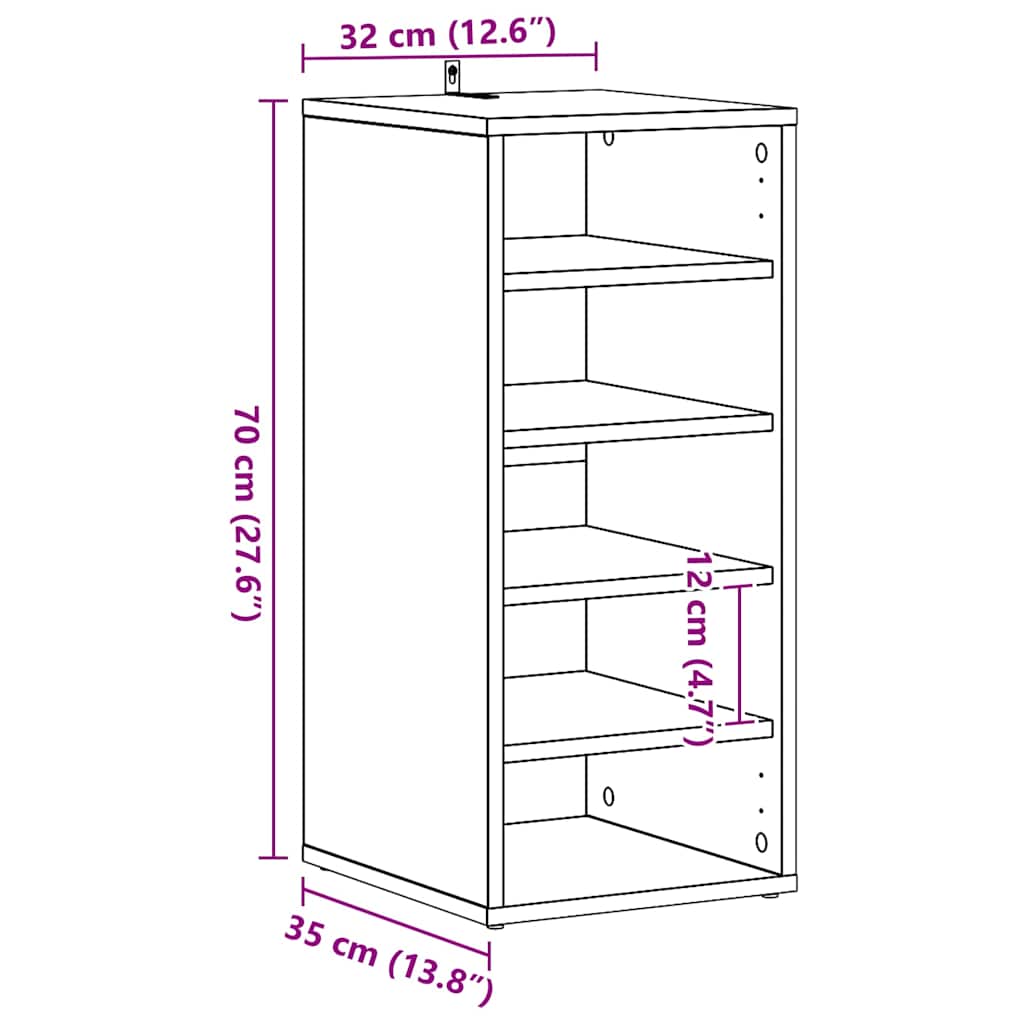 Παπουτσοθήκη Γκρι 31,5 x 35 x 70 εκ. από Μοριοσανίδα