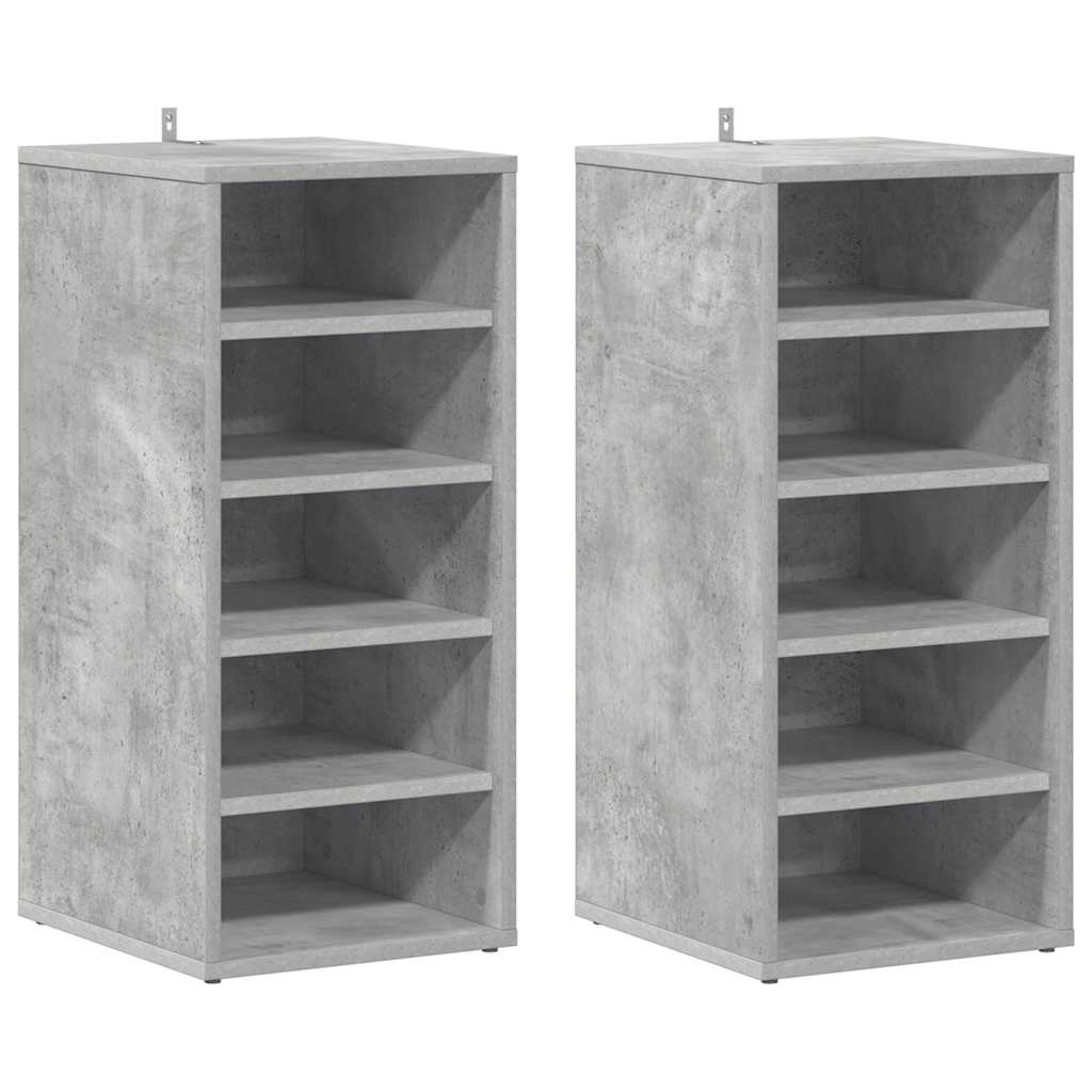 Παπουτσοθήκες 2 τεμ. Γκρι Σκυροδέματος 31,5x35x70εκ Επεξ. Ξύλο - Pakobazaar