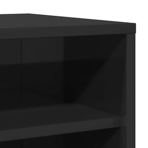 Παπουτσοθήκες 2 τεμ. Γυαλιστερό Μαύρο 31,5x35x70εκ. Επεξ. Ξύλο