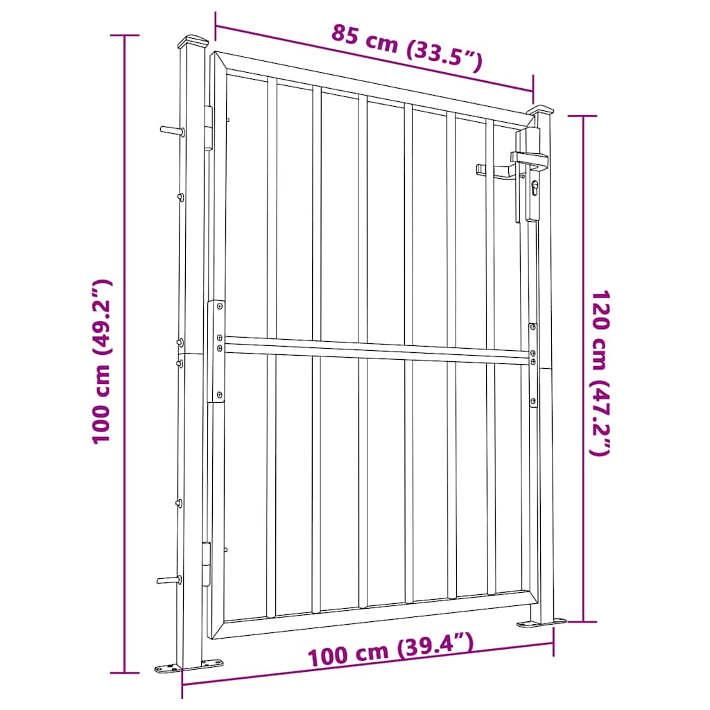 Πόρτα Κήπου 100x120 εκ. από Ανοξείδωτο Ατσάλι