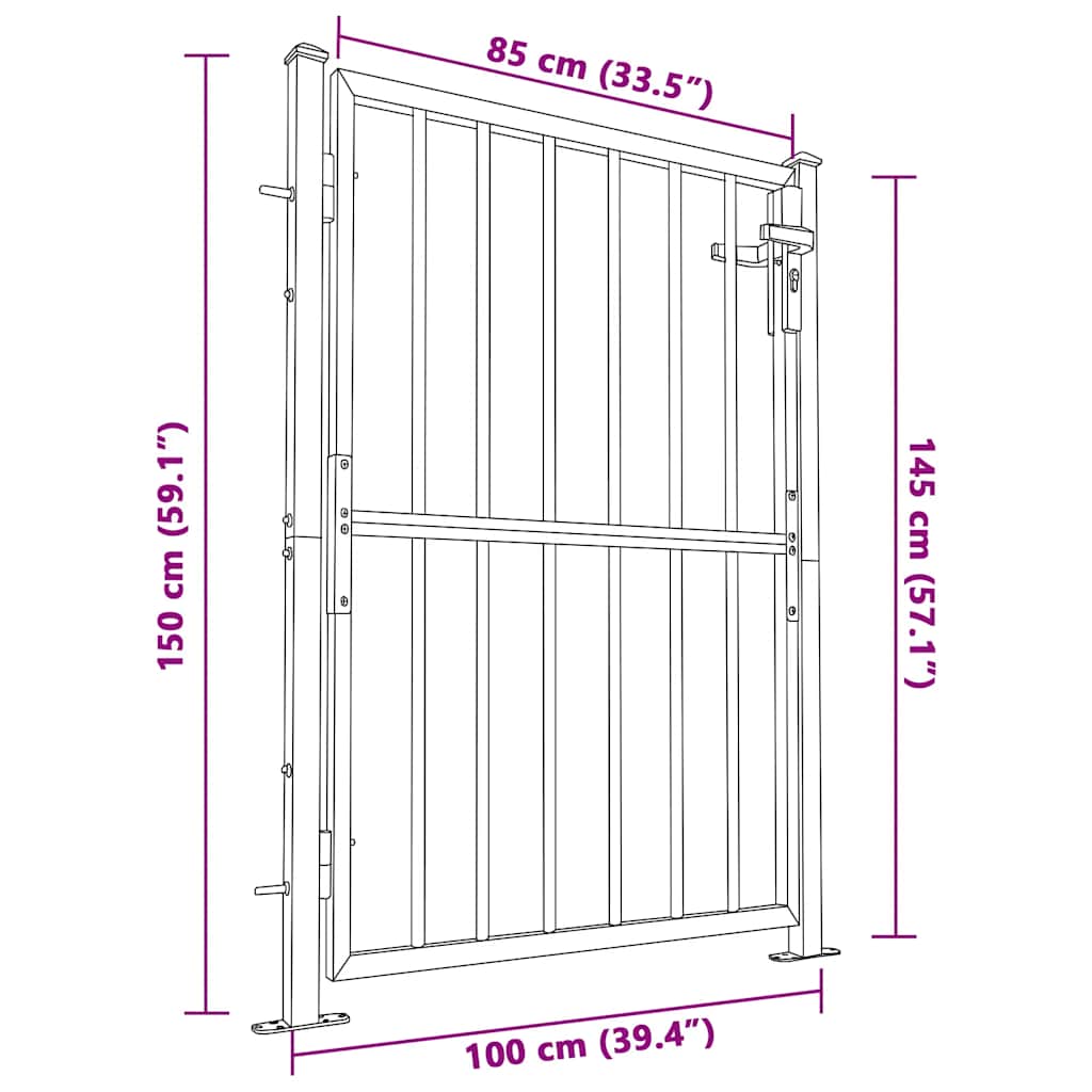 Πόρτα Κήπου 100x145 εκ. από Ανοξείδωτο Ατσάλι