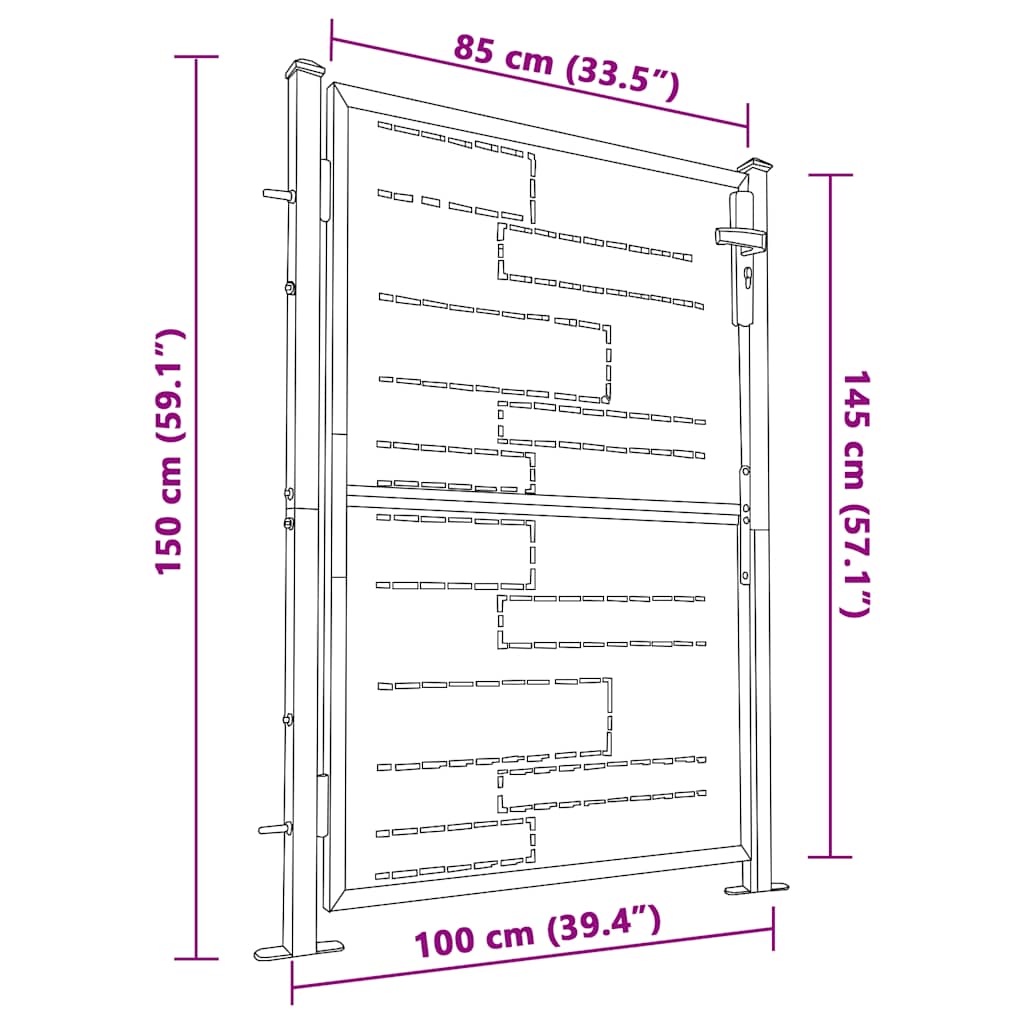 Πόρτα Κήπου 100x145 εκ. από Ανοξείδωτο Ατσάλι
