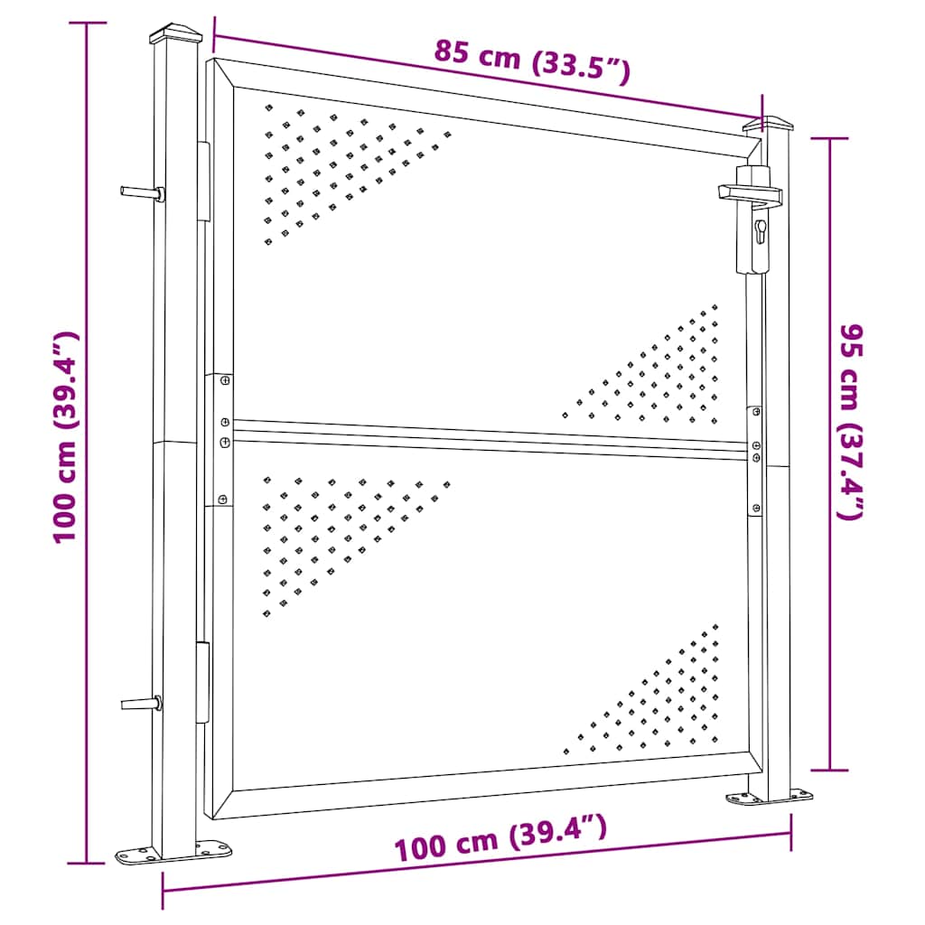 Πόρτα Κήπου 100x100 εκ. από Ανοξείδωτο Ατσάλι