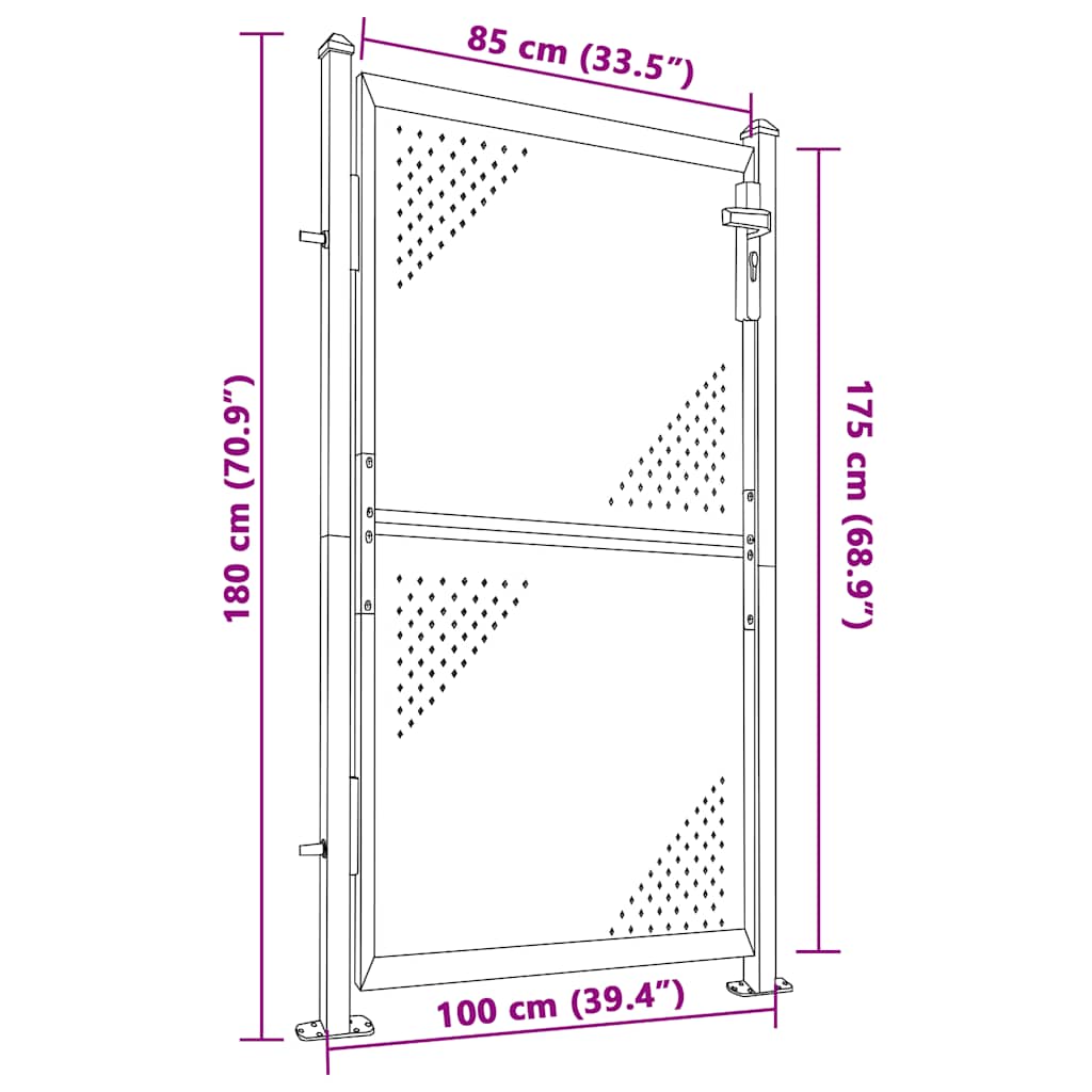 Πόρτα Κήπου 100x175 εκ. από Ανοξείδωτο Ατσάλι