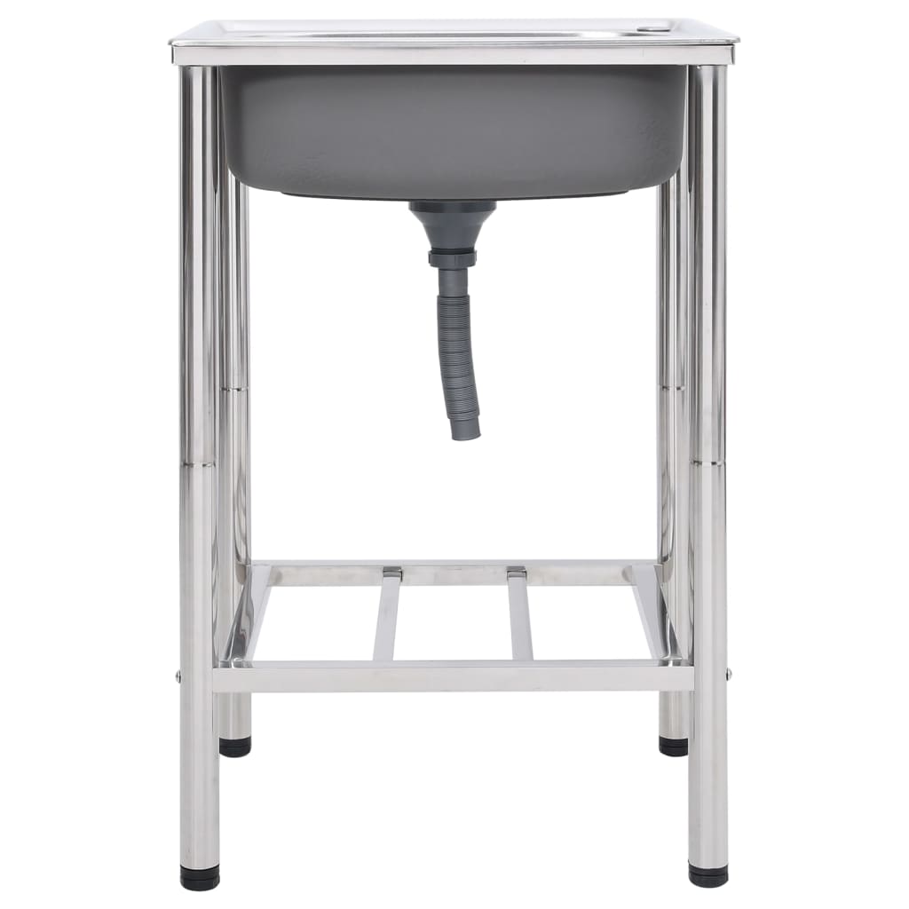 Νεροχύτης Εξωτερ. Χώρου με Μονή Γούρνα από Ανοξείδωτο Ατσάλι - PAKOBAZAAR