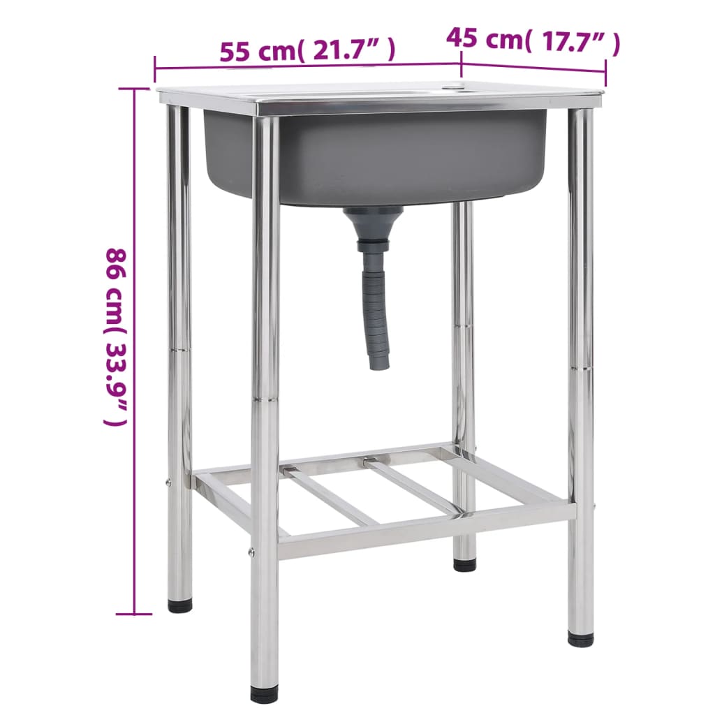 Νεροχύτης Εξωτερ. Χώρου με Μονή Γούρνα από Ανοξείδωτο Ατσάλι - PAKOBAZAAR