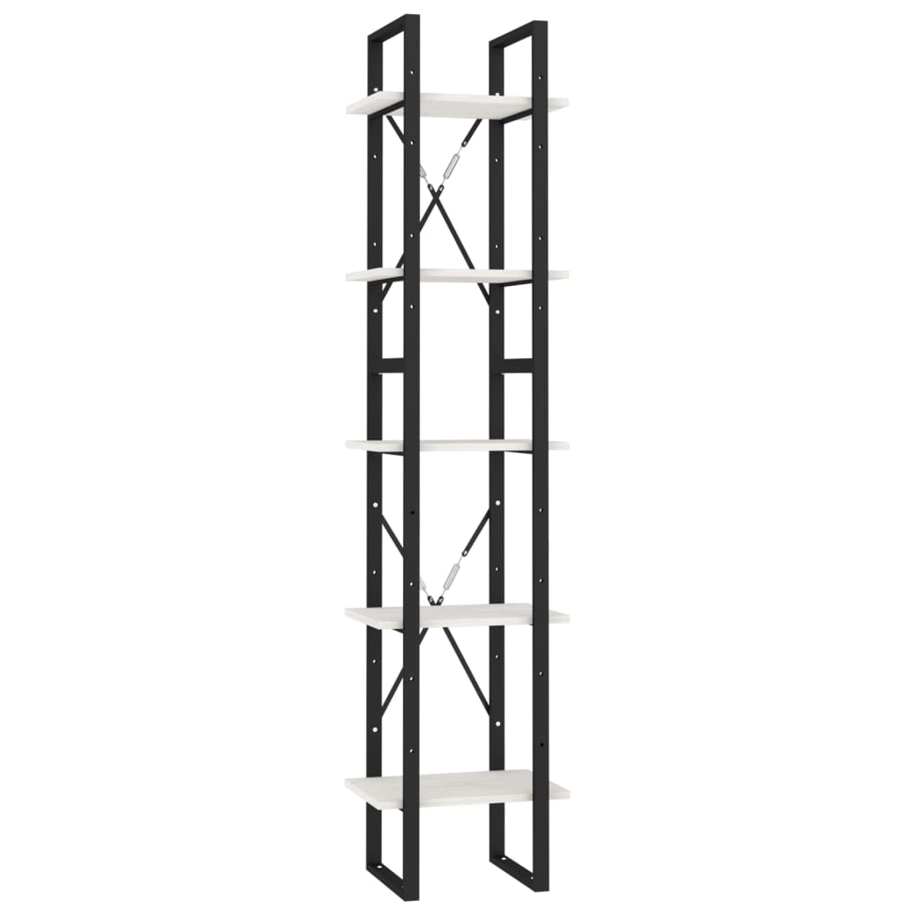 Βιβλιοθήκη με 5 Ράφια Λευκή 40 x 30 x 175 εκ. από Ξύλο Πεύκου - PAKOBAZAAR