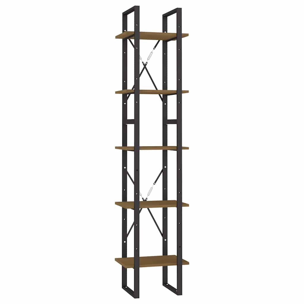Βιβλιοθήκη με 5 Ράφια Καφέ 40 x 30 x 175 εκ. από Ξύλο Πεύκου - Pakobazaar