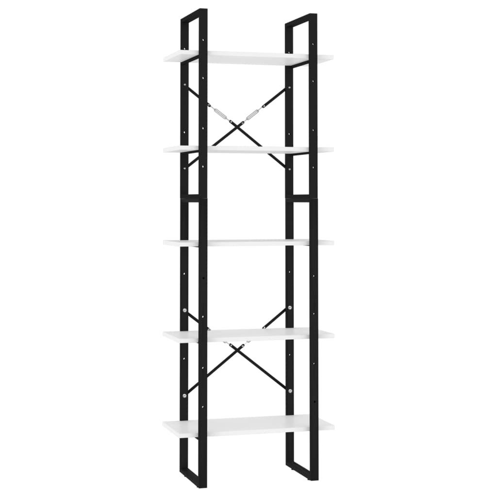 Βιβλιοθήκη με 5 Ράφια Λευκή 60 x 30 x 175 εκ. από Επεξ. Ξύλο - PAKOBAZAAR