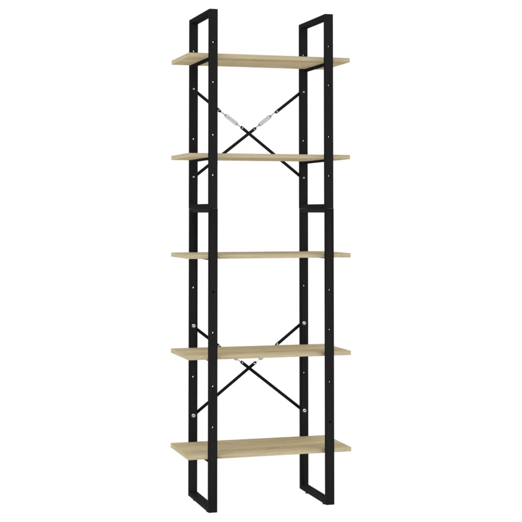 Βιβλιοθήκη με 5 Ράφια Sonoma Δρυς 60 x 30 x 175 εκ. Επεξ. Ξύλο - PAKOBAZAAR
