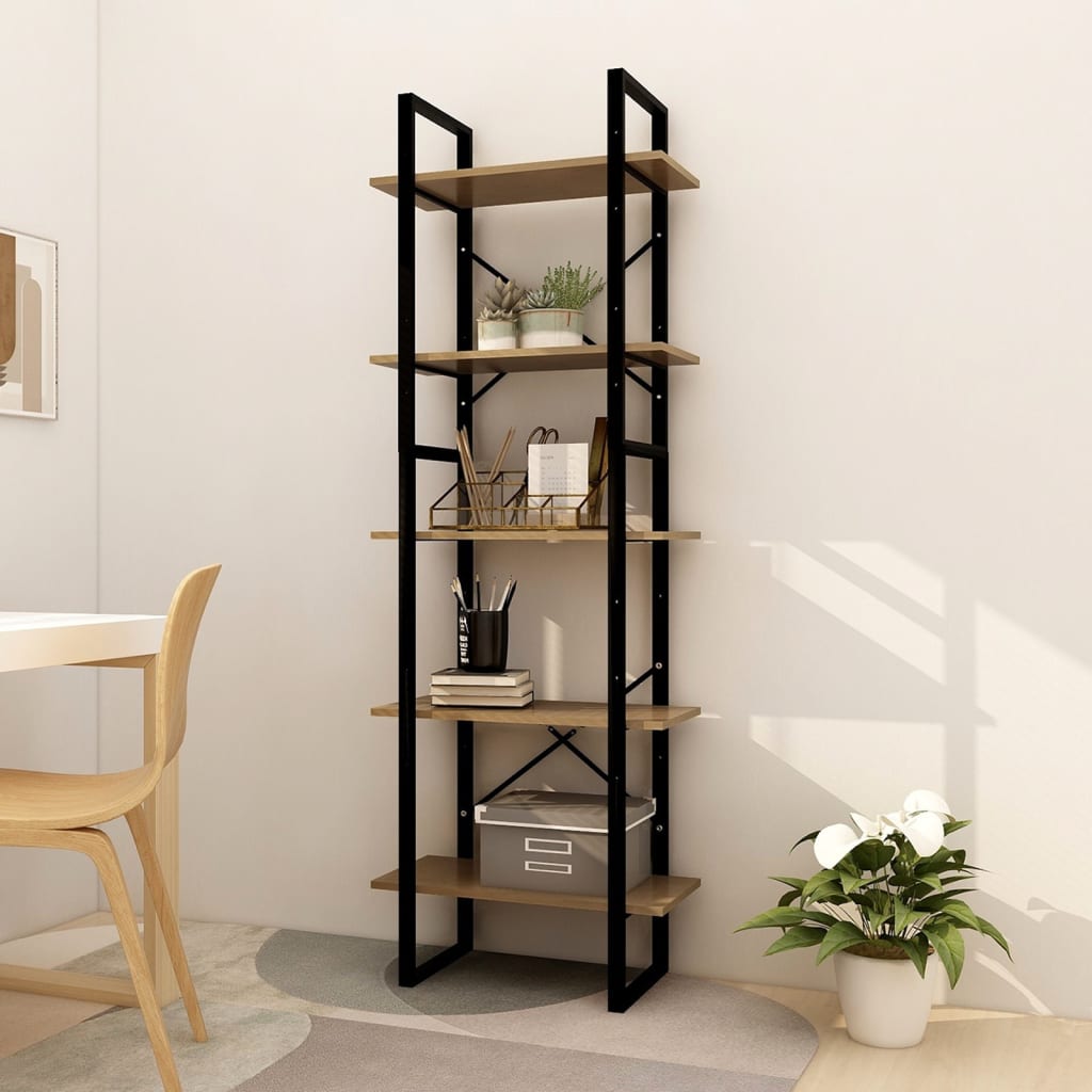 Βιβλιοθήκη με 5 Ράφια Καφέ 60 x 30 x 175 εκ. από Ξύλο Πεύκου - Pakobazaar