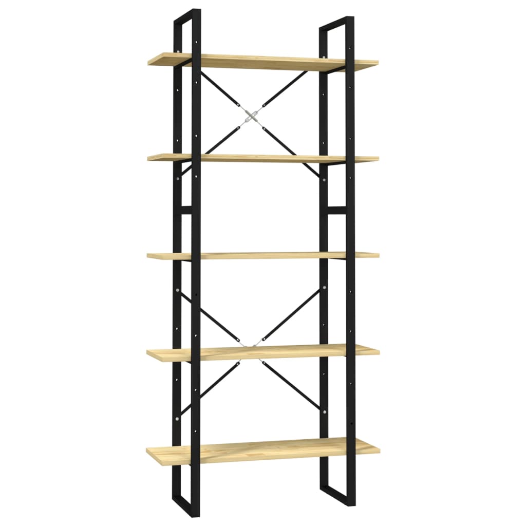 Βιβλιοθήκη με 5 Ράφια 80 x 30 x 175 εκ. από Ξύλο Πεύκου - PAKOBAZAAR