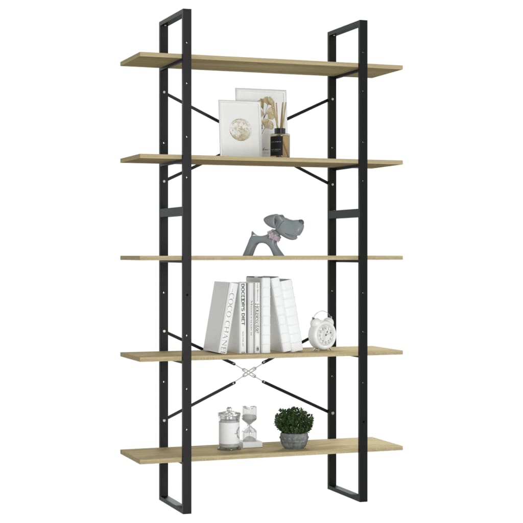 Βιβλιοθήκη με 5 Ράφια Sonoma Δρυς 100 x 30 x 175 εκ. Επεξ. Ξύλο - Pakobazaar
