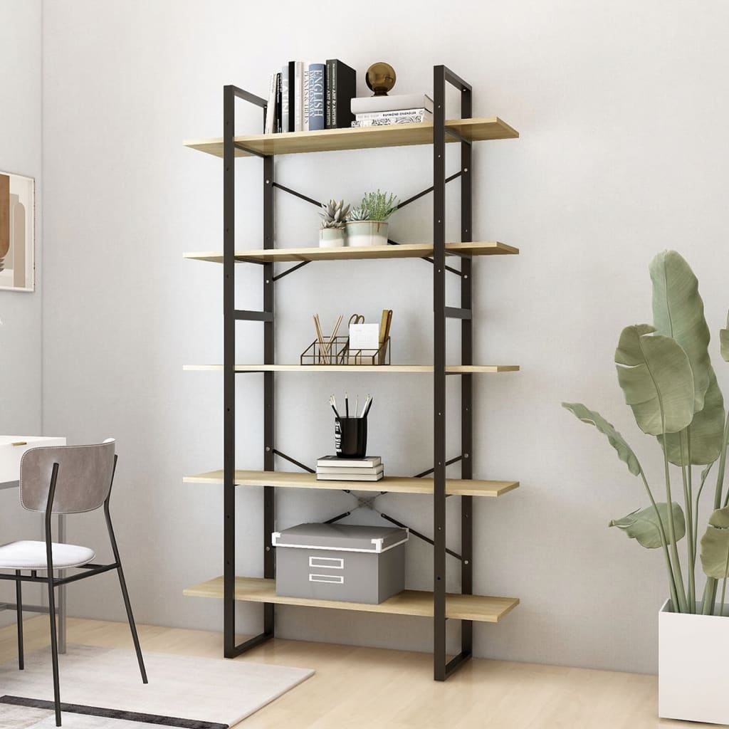 Βιβλιοθήκη με 5 Ράφια Sonoma Δρυς 100 x 30 x 175 εκ. Επεξ. Ξύλο - Pakobazaar