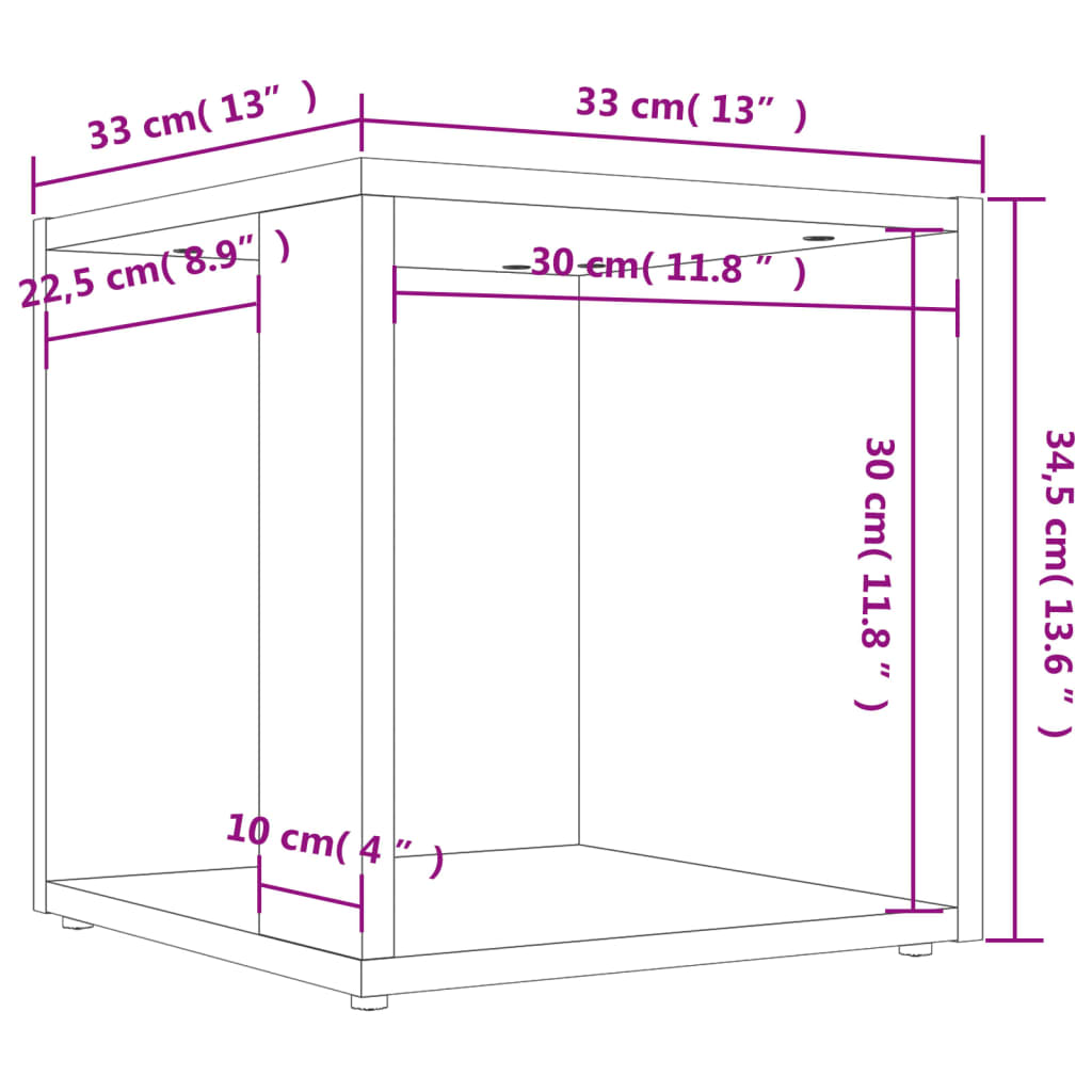 Τραπέζι Βοηθητικό Sonoma Δρυς 33 x 33 x 34,5 εκ από Επεξ. Ξύλο