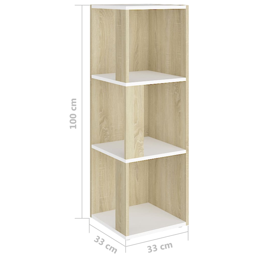 Ντουλάπι Γωνιακό Λευκό/Sonoma Δρυς 33x33x100 εκ. Μοριοσανίδα