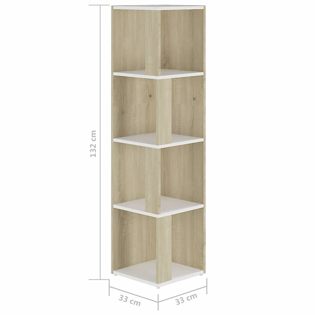 Ντουλάπι Γωνία Λευκό/Sonoma Oak 33x33x132 εκ. από Μοριοσανίδα