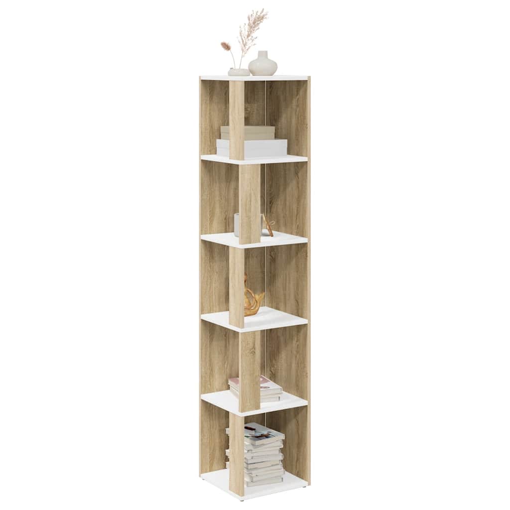 Ντουλάπι Γωνία Λευκό/Sonoma Oak 33x33x164,5 εκ. από Μοριοσανίδα