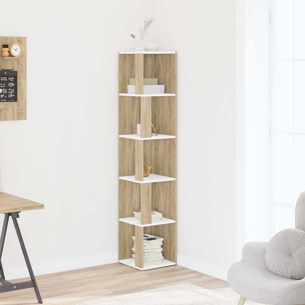 Ντουλάπι Γωνία Λευκό/Sonoma Oak 33x33x164,5 εκ. από Μοριοσανίδα