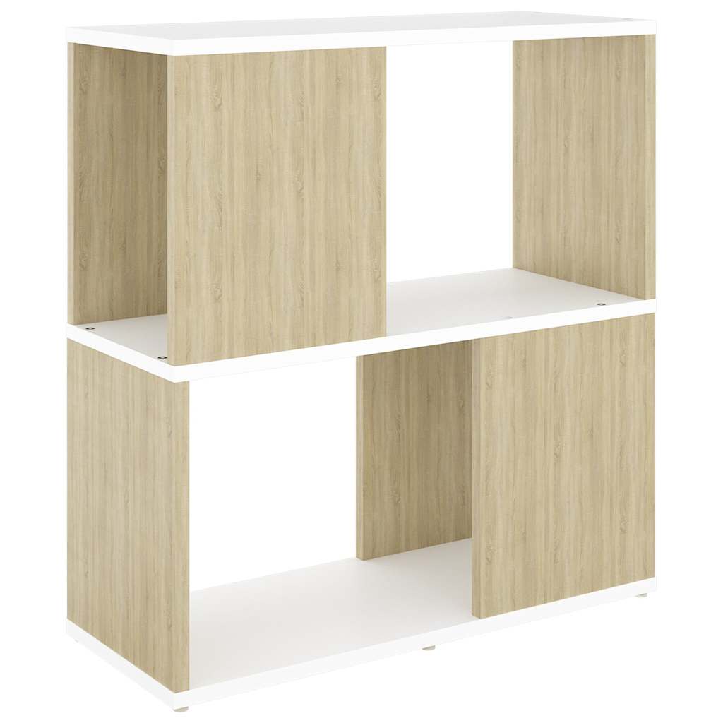 Βιβλιοθήκη Λευκό/Sonoma Δρυς 60 x 24 x 63 εκ. από Μοριοσανίδα - Pakobazaar