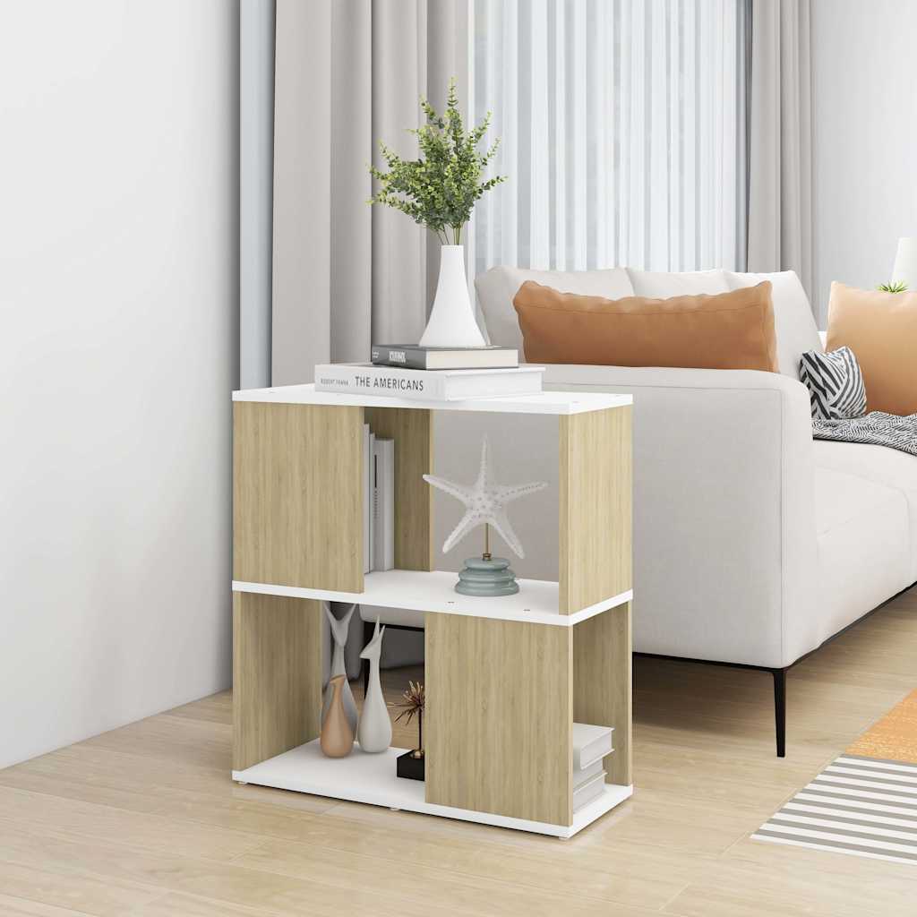 Βιβλιοθήκη Λευκό/Sonoma Δρυς 60 x 24 x 63 εκ. από Μοριοσανίδα - Pakobazaar