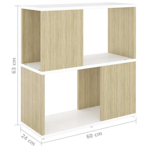Βιβλιοθήκη Λευκό/Sonoma Δρυς 60 x 24 x 63 εκ. από Μοριοσανίδα - Pakobazaar