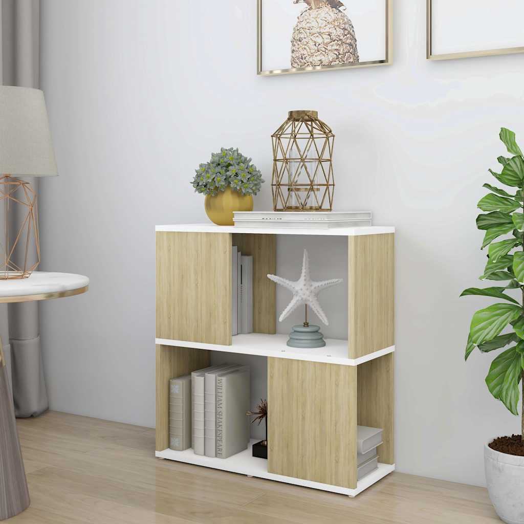 Βιβλιοθήκη Λευκό/Sonoma Δρυς 60 x 24 x 63 εκ. από Μοριοσανίδα - Pakobazaar