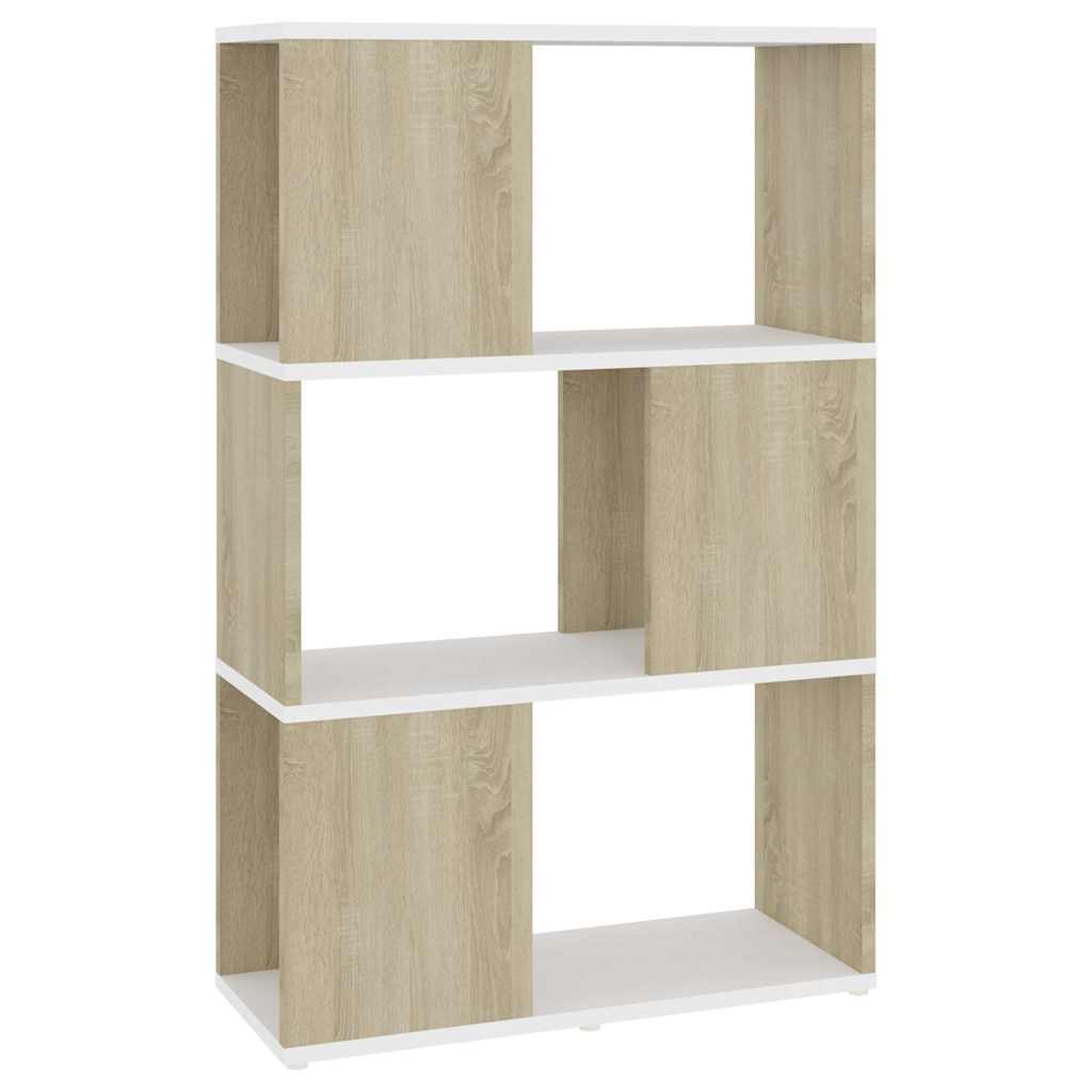 Βιβλιοθήκη/Διαχωρ. Χώρου Λευκό/Sonoma Δρυς 60x24x94 εκ. Μοριοσ.
