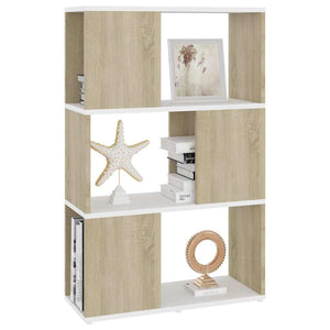 Βιβλιοθήκη/Διαχωρ. Χώρου Λευκό/Sonoma Δρυς 60x24x94 εκ. Μοριοσ.