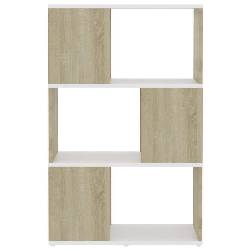 Βιβλιοθήκη/Διαχωρ. Χώρου Λευκό/Sonoma Δρυς 60x24x94 εκ. Μοριοσ.