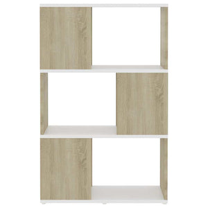 Βιβλιοθήκη/Διαχωρ. Χώρου Λευκό/Sonoma Δρυς 60x24x94 εκ. Μοριοσ.