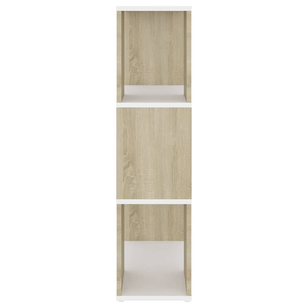 Βιβλιοθήκη/Διαχωρ. Χώρου Λευκό/Sonoma Δρυς 60x24x94 εκ. Μοριοσ.