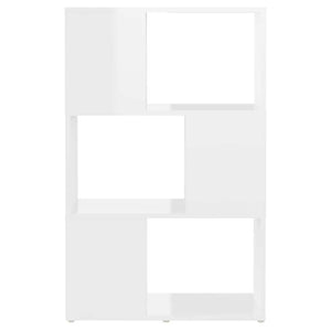 Βιβλιοθήκη/Διαχωριστικό Γυαλιστ. Λευκό 60x24x94 εκ. Επεξ. Ξύλο