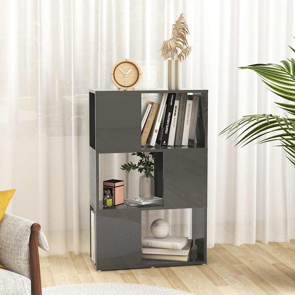 Βιβλιοθήκη/Διαχωριστικό Χώρου Γυαλ. Γκρι 60x24x94εκ Επεξ. Ξύλο