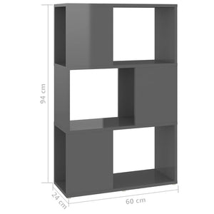 Βιβλιοθήκη/Διαχωριστικό Χώρου Γυαλ. Γκρι 60x24x94εκ Επεξ. Ξύλο