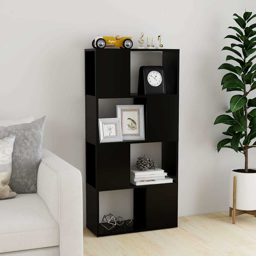 Βιβλιοθήκη/Διαχωριστικό Χώρου Μαύρο 60x24x124,5 εκ. Επεξ. Ξύλο - Pakobazaar