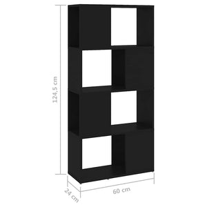 Βιβλιοθήκη/Διαχωριστικό Χώρου Μαύρο 60x24x124,5 εκ. Επεξ. Ξύλο - Pakobazaar