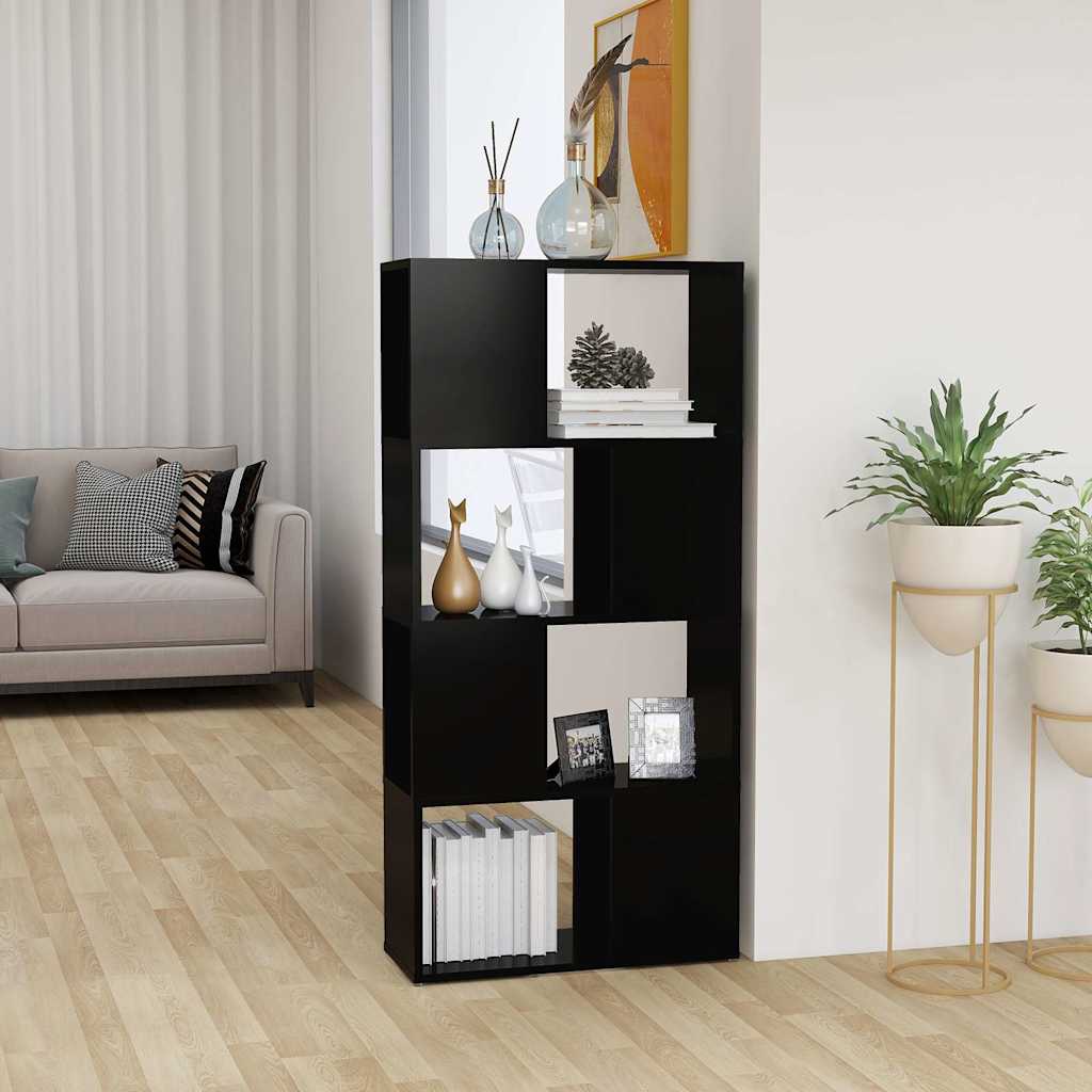 Βιβλιοθήκη/Διαχωριστικό Χώρου Μαύρο 60x24x124,5 εκ. Επεξ. Ξύλο - Pakobazaar