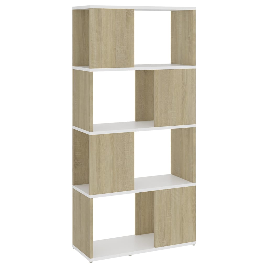 Βιβλιοθήκη/Διαχωρισ. Λευκό/Sonoma Δρυς 60 x 24 x 124,5 εκ.