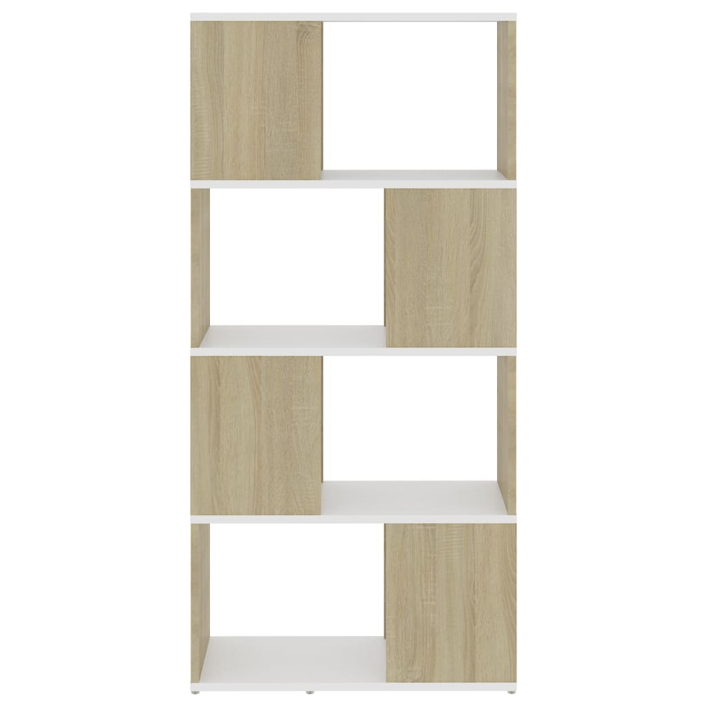 Βιβλιοθήκη/Διαχωρισ. Λευκό/Sonoma Δρυς 60 x 24 x 124,5 εκ.