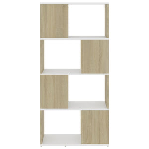 Βιβλιοθήκη/Διαχωρισ. Λευκό/Sonoma Δρυς 60 x 24 x 124,5 εκ.