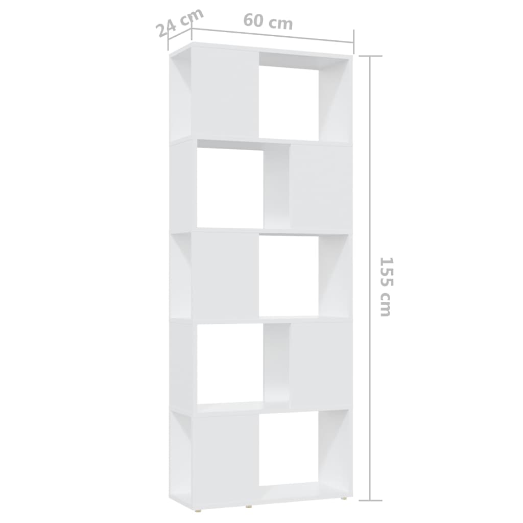 Βιβλιοθήκη/Διαχωριστικό Χώρου Λευκό 60x24x155 εκ. Μοριοσανίδα